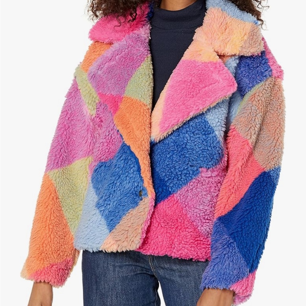 BlankNYC colorful faux fur coat